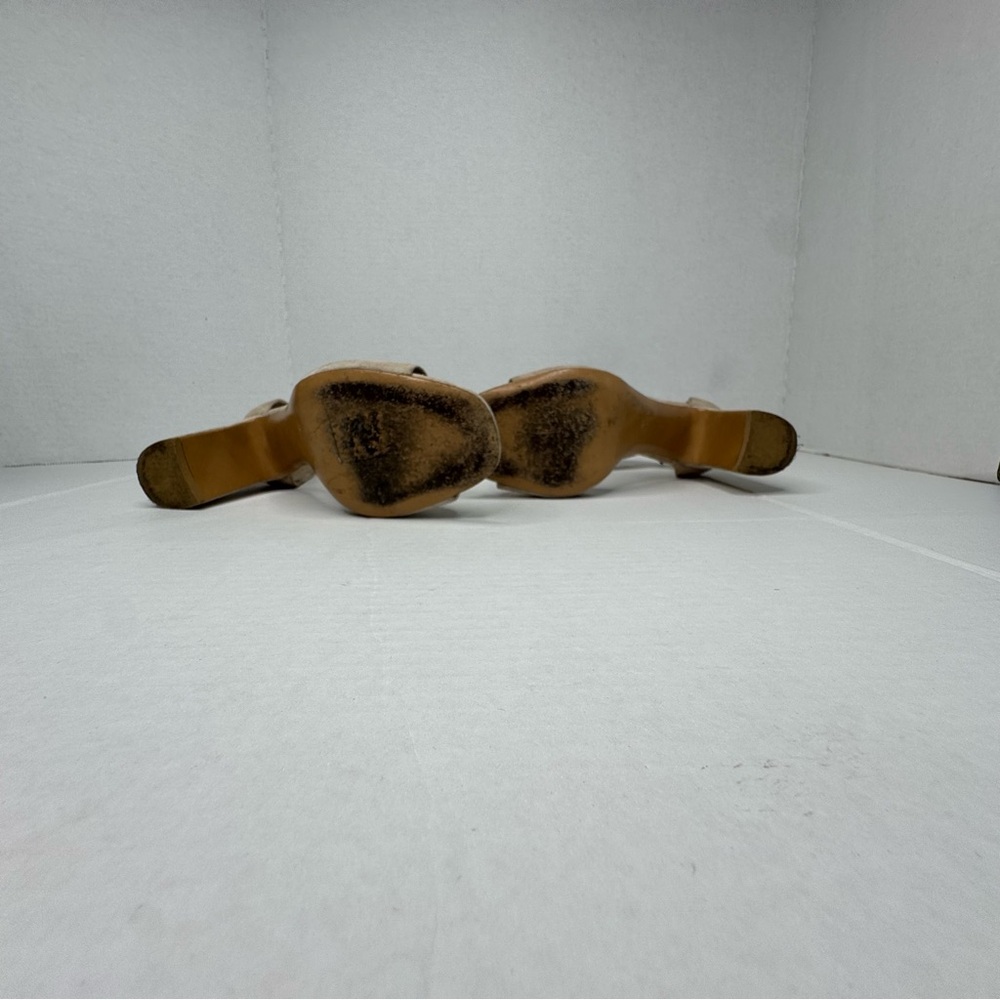 VALENTINO Tan Suede chain heels size 37.5 - Picture 7 of 9